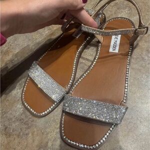 Steve Madden Sparkling Rhinestone Sandals - Brown